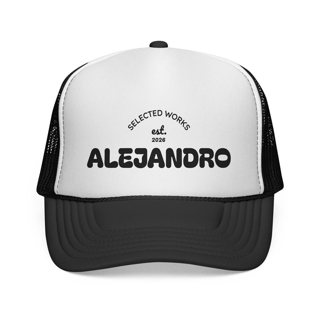 Personalized 'Alejandro' Trucker Cap – Retro Mesh Baseball Hat, 'Selected Works est. 2026'
